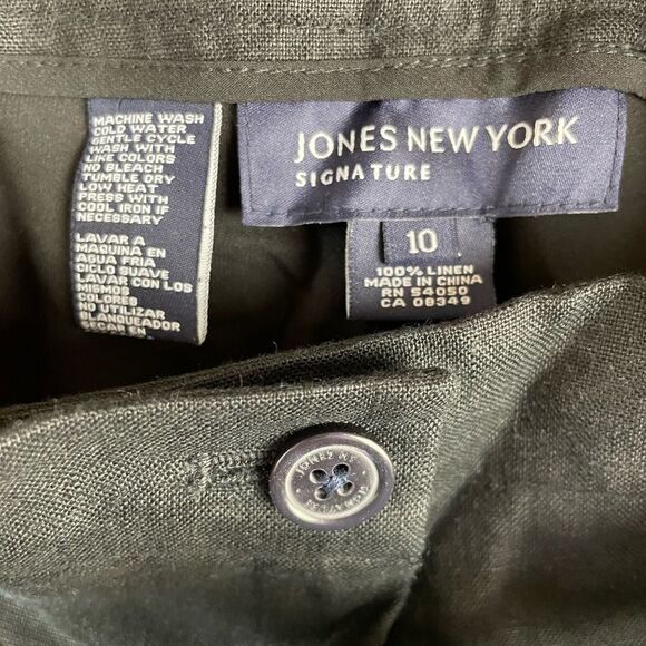 NWT Jones New York Black Linen Slack Pants Size 10 - Picture 4 of 5
